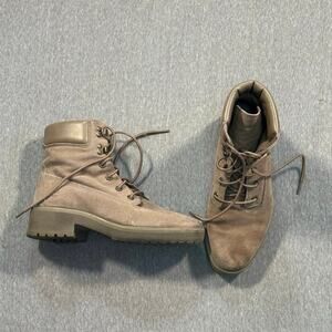 Timberland Kinsley 6 Inch Waterproof Boots Womens 9.5 Taupe Beige Suede Laces